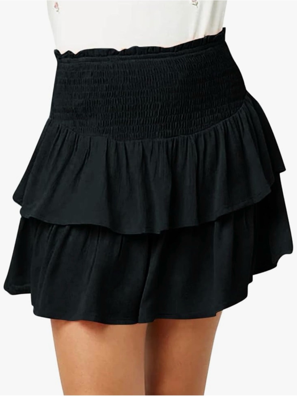 Girls Smocked Ruffle Skirts Kids Elastic Waist Tiered Mini Skorts